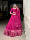 LNB1906 Pure Chanderi Plain With Zari Weaving Work Border Lehenga With Blouse Dupatta Wholesale In India